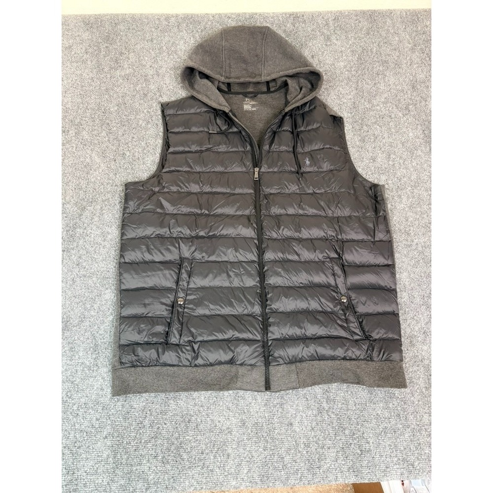 POLO RALPH LAUREN Performance Puffer Hooded Sleeveless Down Vest Black Size XLT